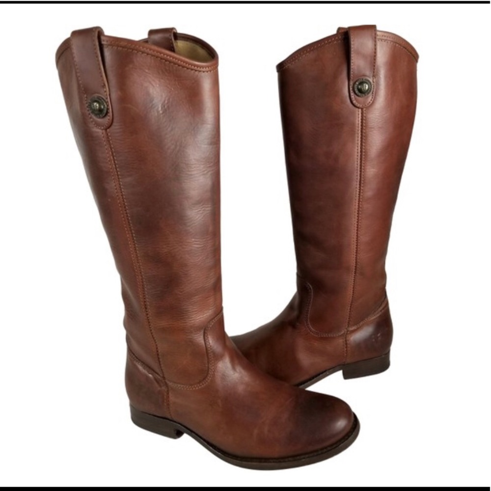 Frye Melissa Button Cognac Extended Calf 6.5